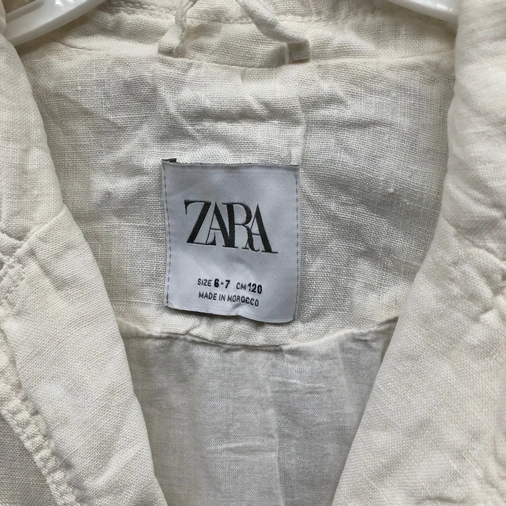 Zara Kids Linen Blazer Size 6-7 White Lightweight Casual Summer Jacket